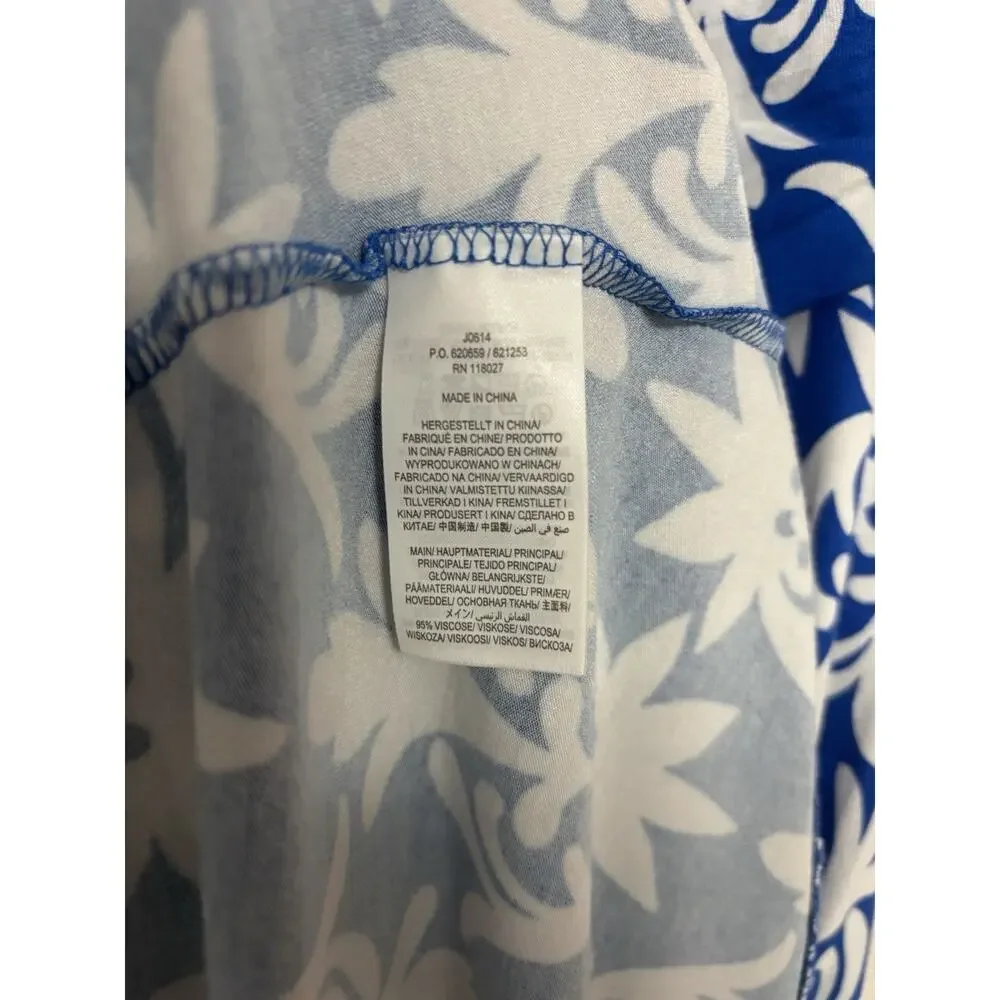 Boden Dress 16 18 Blue Floral Maxi Long Aline Vneck Sleeveless Stretch Jersey